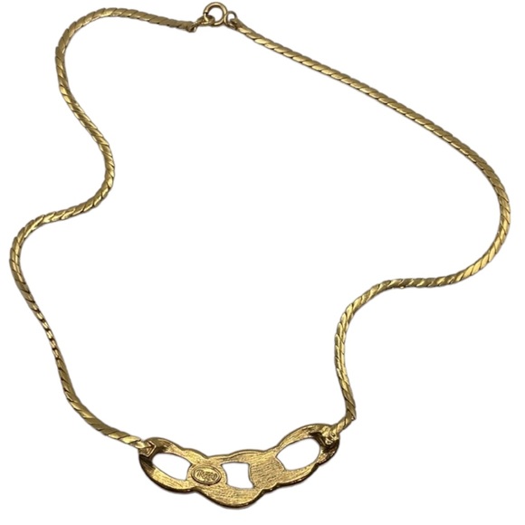 Really cute vintage gold Teagarden red enamel necklace with snake chain - Picture 2 of 2